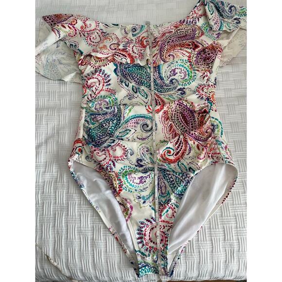 Lauren Ralph Lauren One Piece Swimsuit Tummy Control Captiva Rainbow Vacation 4 - Picture 6 of 9